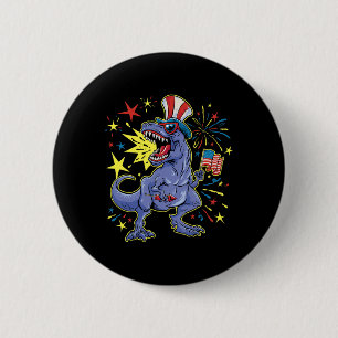 Chapa Redonda De 5 Cm T-rex 4 de Julio Celebrando el Día de la Independe