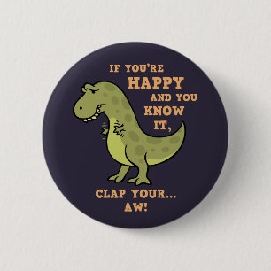Chapa Redonda De 5 Cm T-Rex Clap II