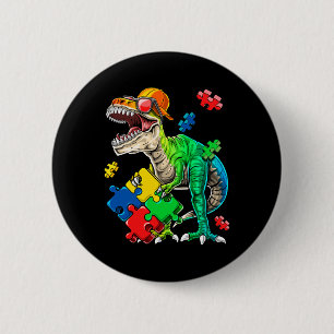 Chapa Redonda De 5 Cm T Rex Dinosaur Autism Awareness Puzzle Piece Gift