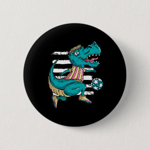 Chapa Redonda De 5 Cm T-rex Dinosaur Juega Fútbol - Diseño Trex