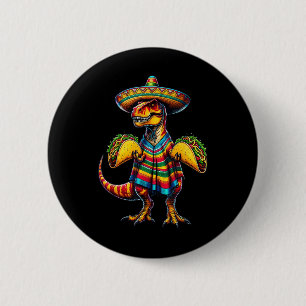 Chapa Redonda De 5 Cm T-rex Dinosaur Taco Lover Cinco De Mayo Sombrero P