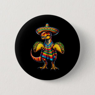Chapa Redonda De 5 Cm T-rex Dinosaur Taco Lover Cinco De Mayo Sombrero P