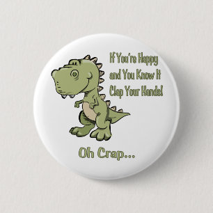 Chapa Redonda De 5 Cm T-Rex feliz