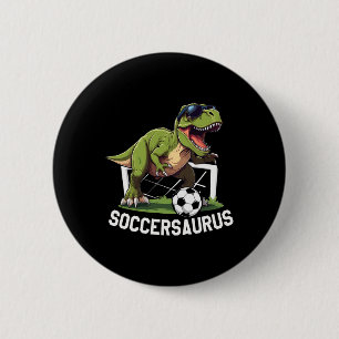 Chapa Redonda De 5 Cm T-rex Jugando Fútbol Dinosaurio Jugando Fútbol