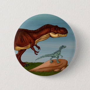 Chapa Redonda De 5 Cm T-Rex y Velociraptor