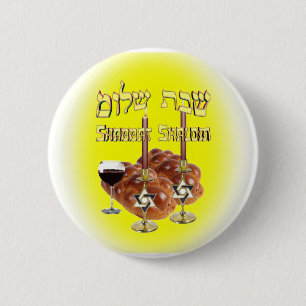 Chapa Redonda De 5 Cm Tabla del Sabat, Shabbat Shalom