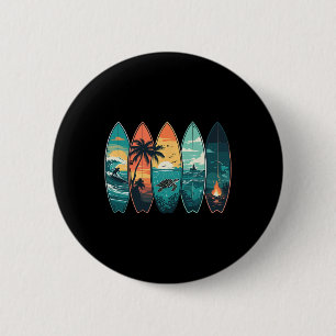 Chapa Redonda De 5 Cm Tablas de surf Atardecer Playa Océano Vibra Surfer