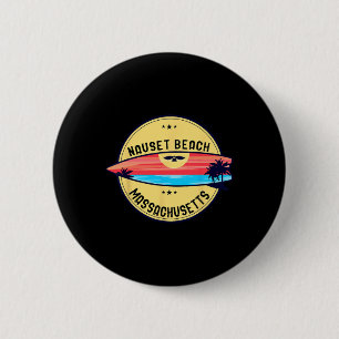 Chapa Redonda De 5 Cm Tablero de surf retro de la isla de Jones Beach en