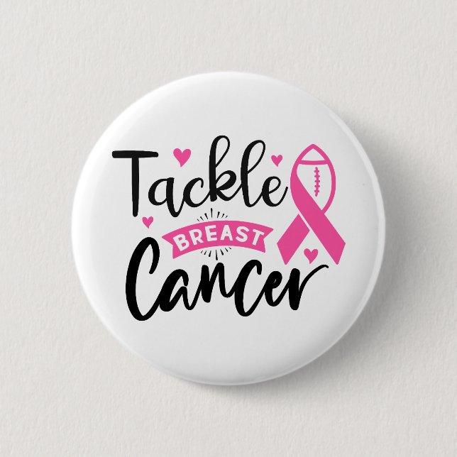 Chapa Redonda De 5 Cm Tackle Breast Cancer Awareness (Anverso)
