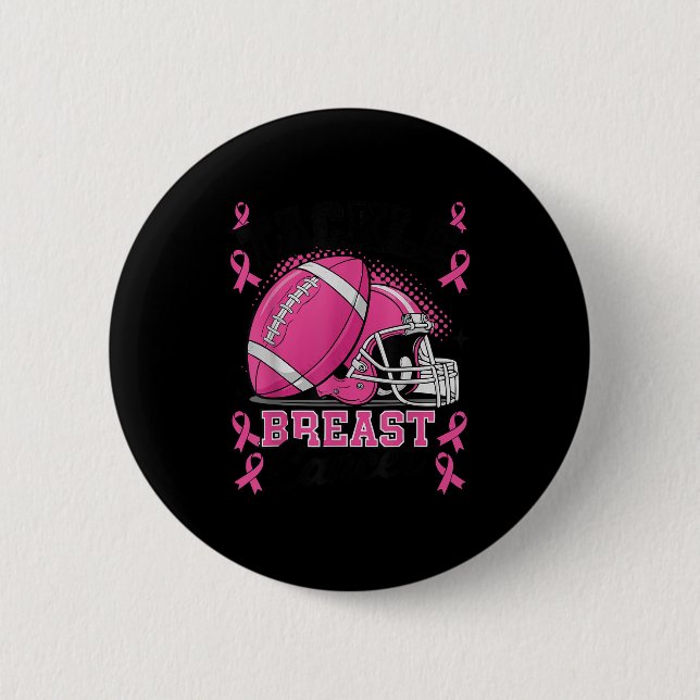 Chapa Redonda De 5 Cm Tackle Breast Cancer Awareness Nk Ribbon Fútbol  (Anverso)
