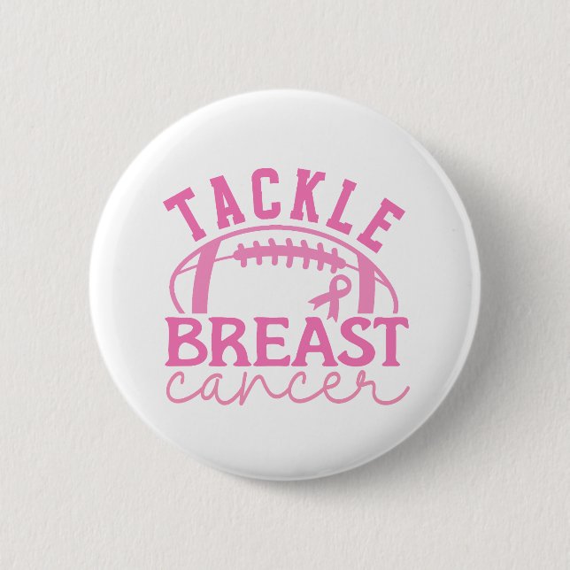 Chapa Redonda De 5 Cm Tackle Breast Cancer Pink Ribbon Awareness (Anverso)
