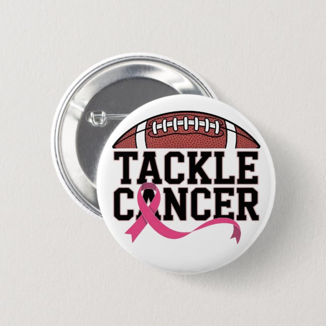 Chapa Redonda De 5 Cm Tackle Cancer Pink Ribbon Design (Anverso y reverso)