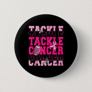 Chapa Redonda De 5 Cm Tackle de Fútbol Cinta Rosa Conciencia del Cáncer