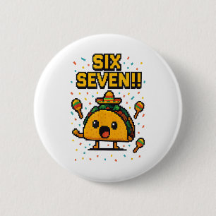 Chapa Redonda De 5 Cm Taco divertido para jugadores Six Seven Cinco De M