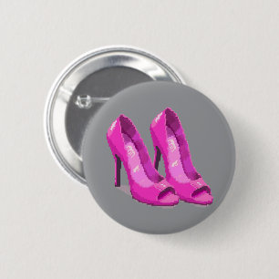 Chapa Redonda De 5 Cm Tacones Altos Rosas Estilo de Arte de Píxel de 64 