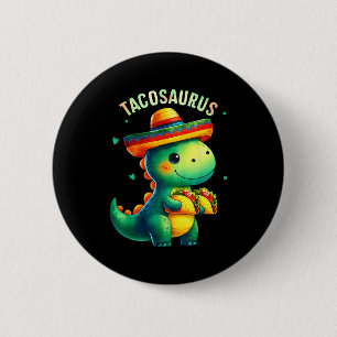 Chapa Redonda De 5 Cm Tacosaurus taco dinosaur sombrero cinco de mayo