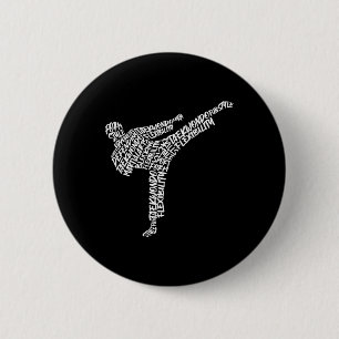 Chapa Redonda De 5 Cm Taekwondo Artes Marciales Tipografía Niños Hombres