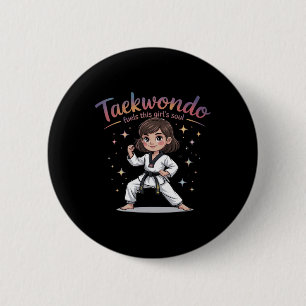 Chapa Redonda De 5 Cm Taekwondo aviva a este Chica del cinturón negro ta