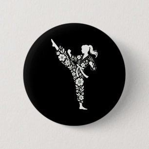 Chapa Redonda De 5 Cm Taekwondo infantil artes marciales florales Karate