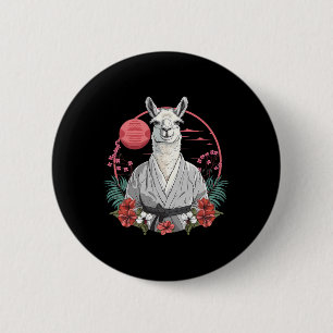 Chapa Redonda De 5 Cm Taekwondo Llama Kickboxing Taekwondo Llama Floral 