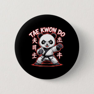 Chapa Redonda De 5 Cm Taekwondo Panda - Divertido Mma Tkd Coreano