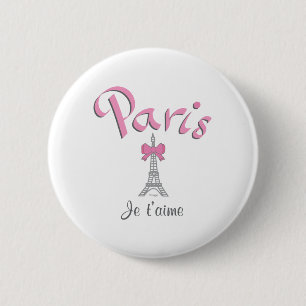 Chapa Redonda De 5 Cm T'aime de París - de Je (te amo)