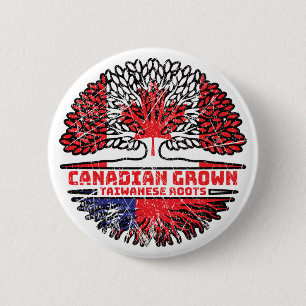 Chapa Redonda De 5 Cm Taiwan Taiwanés Canadá Árbol Roots Bandera