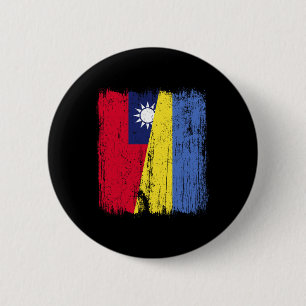 Chapa Redonda De 5 Cm Taiwan Ucrania Media Bandera Taiwanés Herencia Ucr