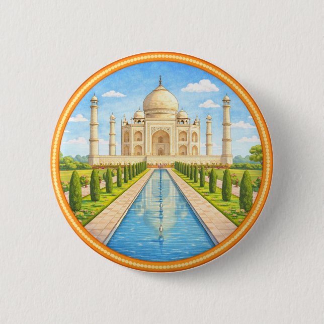 Chapa Redonda De 5 Cm Taj Mahal de la India (Anverso)
