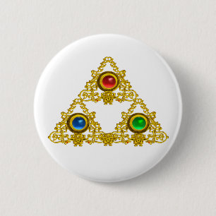 CHAPA REDONDA DE 5 CM TALISMAN MAGIC ELFIC/TRIÁNGULO ORO CON GEMSTONES