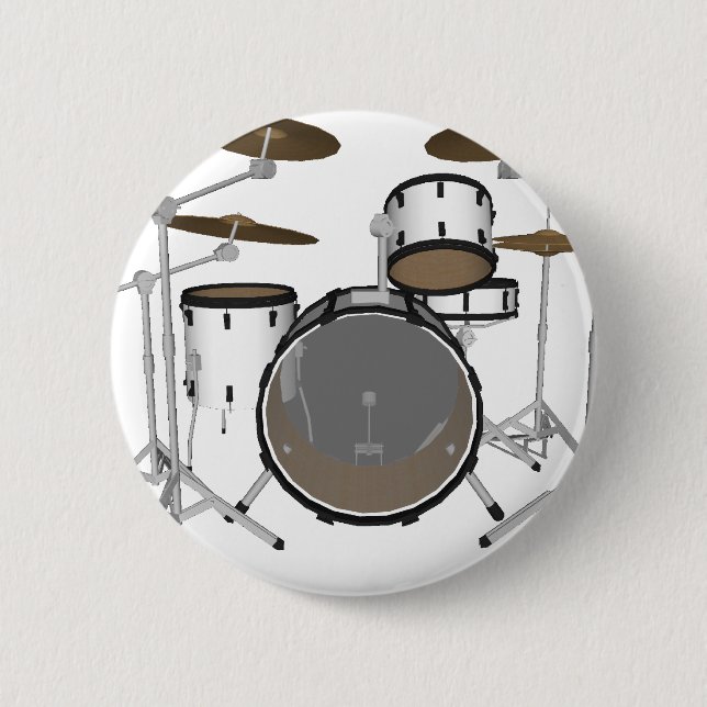 Chapa Redonda De 5 Cm Tambores: Kit de tambor blanco: Modelo 3D: (Anverso)