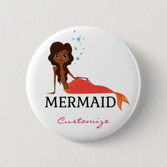 Chapa Redonda De 5 Cm Tanned Brunette Mermaid Thunder_Cove (Anverso)