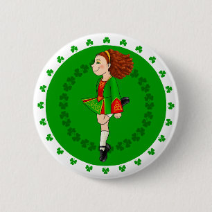 Chapa Redonda De 5 Cm Tarjeta Chica de baile irlandesa