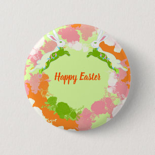 Chapa Redonda De 5 Cm Tarjeta de Invitación Feliz Pascua – Conejo Lindo