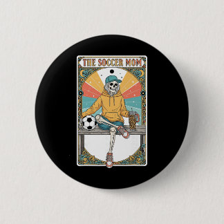 Chapa Redonda De 5 Cm Tarjeta de Tarot de Mamá Futbolista Esqueleto Café