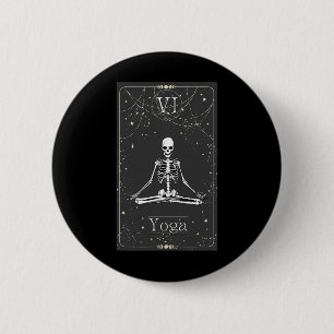 Chapa Redonda De 5 Cm Tarjeta de Tarot de Yoga de Esqueleto Halloween