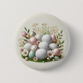Chapa Redonda De 5 Cm Tarjeta de vacaciones Golf Easter con bola de golf