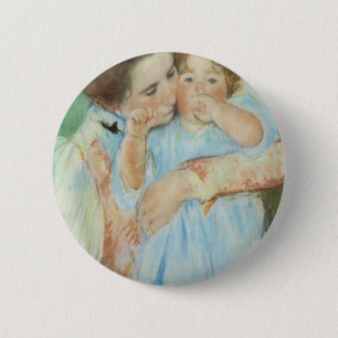 Chapa Redonda De 5 Cm Tarjeta del Día de la Madre Mary Cassatt Madre e H