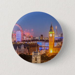 Chapa Redonda De 5 Cm Tarjeta postal escénica del horizonte de Londres B