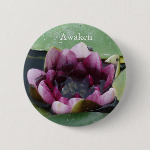 Chapa Redonda De 5 Cm Tarjeta redonda de fotos de flores de Awaken Lotus