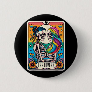 Chapa Redonda De 5 Cm Tarjeta Tarot: la piel de lesbianas que besan el a