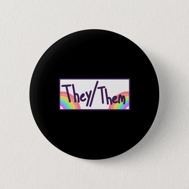 Chapa Redonda De 5 Cm Tarjeta Theythem Pronouns (Anverso)