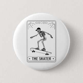 Chapa Redonda De 5 Cm Tarot Card The Skater Skeleton Halloween Skateboar