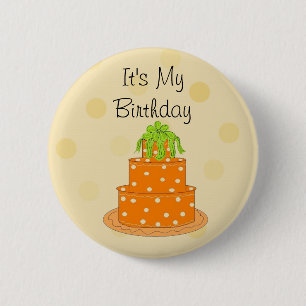 Chapa Redonda De 5 Cm Tarta Naranja Cumpleaños