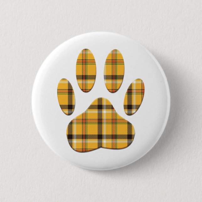 Chapa Redonda De 5 Cm Tartan Dog Paw Print (Anverso)