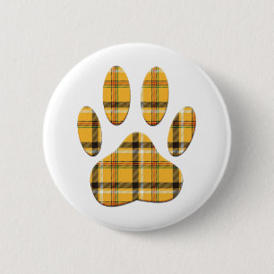 Chapa Redonda De 5 Cm Tartan Dog Paw Print