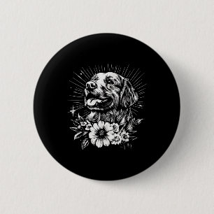 Chapa Redonda De 5 Cm Tattoo Style Lover Golden Retriever Retro Dog