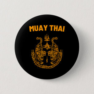 Chapa Redonda De 5 Cm Tatuaje de lucha de MMA de Muay Thai Tigre gemelo