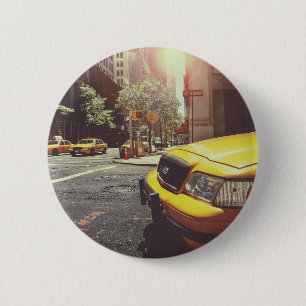 Chapa Redonda De 5 Cm Taxi Amarillo de la Ciudad de Nueva York