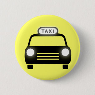Chapa Redonda De 5 Cm Taxi en negro y blanco